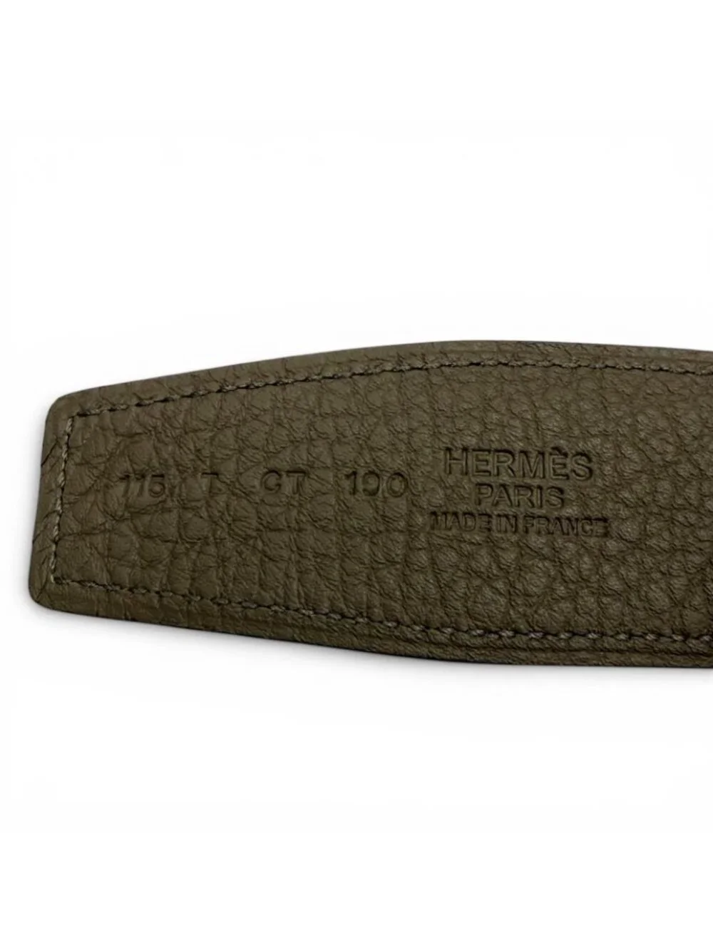 Hermes Constance Box Calf Togo Gold Logo Buckle Reversible Belt Khaki Black